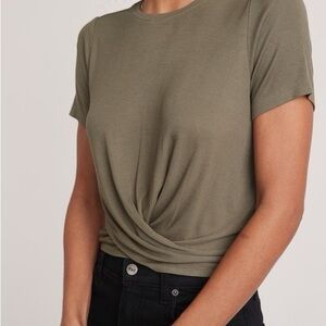 Marine Layer Green Tie Front Fitted Short Sleeve Tee